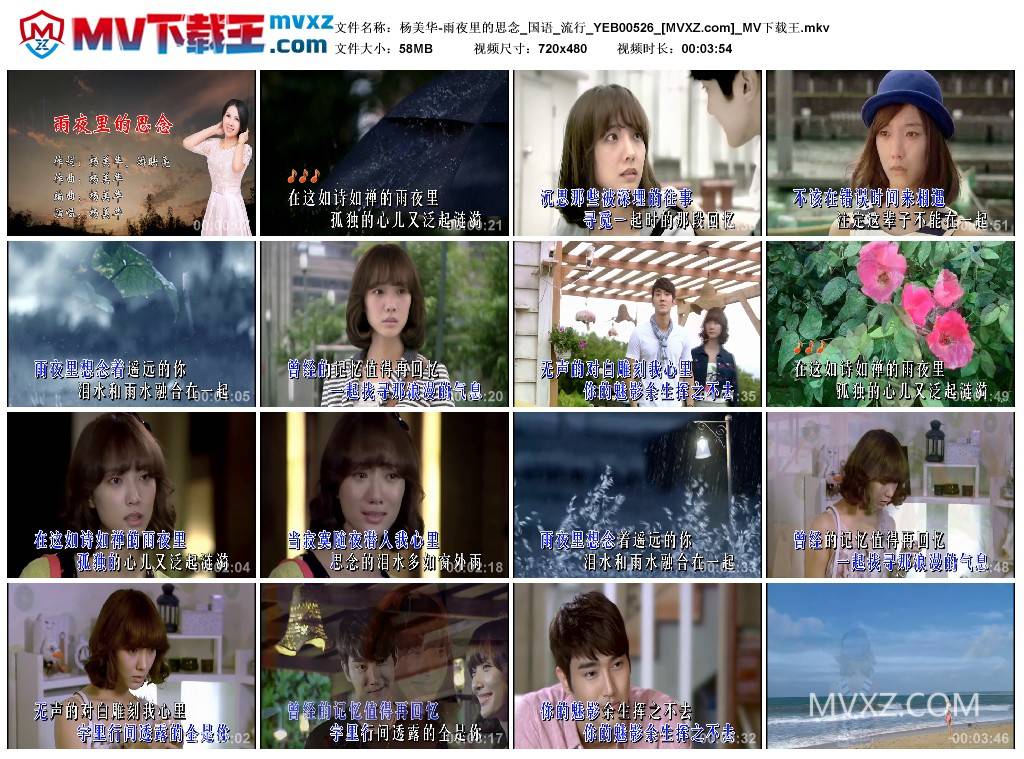 杨美华-雨夜里的思念_国语_流行_YEB00526